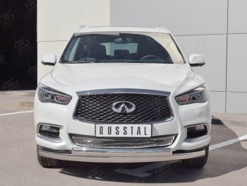 22 949 р. Защита переднего бампера (2 трубыØ63 и 75х42 мм, нержавейка) Russtal INFINITI QX60 L50 рестайлинг (2016-2021). Увеличить фотографию 3