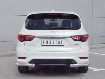 18 699 р. Защита заднего бампера (Ø76 мм уголки, нержавейка) Russtal INFINITI QX60 L50 рестайлинг (2016-2021). Увеличить фотографию 3