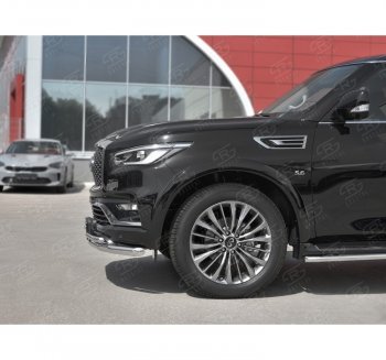 26 999 р. Защита переднего бампера (2 трубы Ø63 и 42 мм, нержавейка) SLITKOFF INFINITI QX80 Z62 2-ой рестайлинг (2018-2024). Увеличить фотографию 2