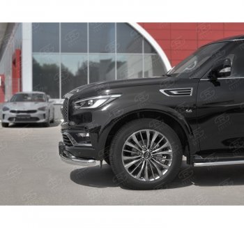 22 899 р. Защита переднего бампера (Ø76 мм, нержавейка) SLITKOFF  INFINITI QX80  Z62 (2018-2024) 2-ой рестайлинг. Увеличить фотографию 2