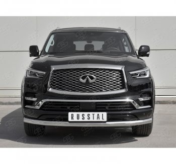 17 299 р. Защита переднего бампера (Ø76 мм, нержавейка) Russtal  INFINITI QX80 (2018-2024). Увеличить фотографию 4