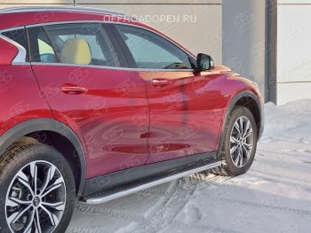 30 899 р. Порожки для ног (труба Ø42) SLITKOFF  INFINITI QX30  H15E (2016-2020) (Вариант 3 (лист нерж, проф. нерж)). Увеличить фотографию 3