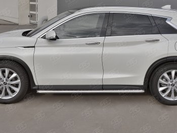 27 699 р. Порожки для ног Russtal (Ø42 мм)  INFINITI Qx50 (2018-2024) (Лист нержавейка, труба - нержавейка). Увеличить фотографию 2