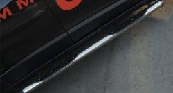 19 799 р. Защита порогов с пластиковыми вставками для ног из круглой трубы диаметром 76 мм Russtal Jeep Cherokee Trailhawk (2014-2024) (Защита порогов с со скосами на торцах (вариант 1)). Увеличить фотографию 5