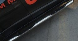19 799 р. Защита порогов с пластиковыми вставками для ног из круглой трубы диаметром 76 мм Russtal Jeep Cherokee Trailhawk (2014-2024) (Защита порогов с со скосами на торцах (вариант 1)). Увеличить фотографию 1