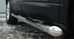 10 649 р. Защита порогов с пластиковыми вставками для ног из круглой трубы диаметром 76 мм Russtal  Jeep Cherokee  KL (2014-2017) (Защита порогов с со скосами на торцах (вариант 1)). Увеличить фотографию 3