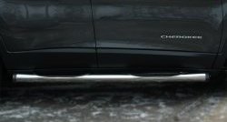 12 649 р. Защита порогов с пластиковыми вставками для ног из круглой трубы диаметром 76 мм Russtal Jeep Cherokee KL дорестайлинг (2014-2017) (Защита порогов с со скосами на торцах (вариант 1)). Увеличить фотографию 6