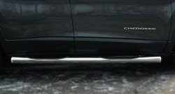 12 649 р. Защита порогов с пластиковыми вставками для ног из круглой трубы диаметром 76 мм Russtal Jeep Cherokee KL дорестайлинг (2014-2017) (Защита порогов с со скосами на торцах (вариант 1)). Увеличить фотографию 9