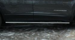20 749 р. Защита порогов с круглыми вставками для ног из овальной трубы диаметром 75x42 мм Russtal  Jeep Cherokee  KL (2014-2017). Увеличить фотографию 2