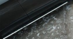 20 749 р. Защита порогов с круглыми вставками для ног из овальной трубы диаметром 75x42 мм Russtal  Jeep Cherokee  KL (2014-2017). Увеличить фотографию 1