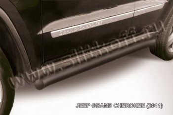 11 299 р. Защита порогов из труб d76 Slitkoff (с гибами)  Jeep Grand Cherokee  WK2 (2010-2013) (Цвет: серебристый). Увеличить фотографию 1