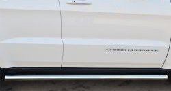 19 799 р. Защита порогов с пластиковыми вставками для ног из круглой трубы диаметром 76 мм Russtal  Jeep Grand Cherokee  WK2 (2010-2013) (Защита порогов с со скосами на торцах (вариант 1)). Увеличить фотографию 1