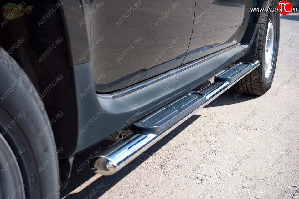 22 649 р. Защита порогов с пластиковыми вставками для ног из овальной трубы диаметром 75x42 мм Russtal Jeep Liberty KK (2007-2013)