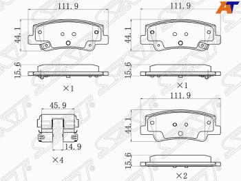 Задние тормозные колодки SAT Hyundai Sonata DN8 (2019-2024)