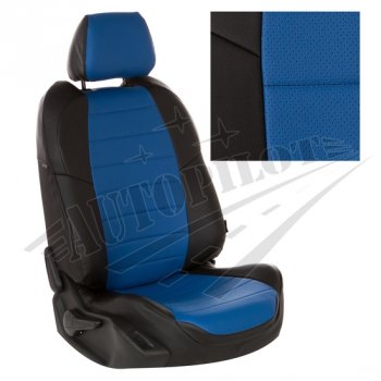 Чехлы сидений AUTOPILOT Экокожа (задняя спинка 40/60 + вырез под подлокотник + надкрыльники) KIA (КИА) K5 (к)  DL (2019-2022) DL  (Черный + Синий)