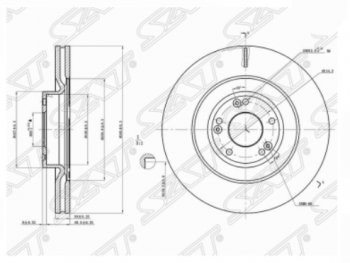 4 399 р. Передний тормозной диск SAT  KIA Quaris  1 KH (2015-2019) 2-ой рестайлинг седан. Увеличить фотографию 1