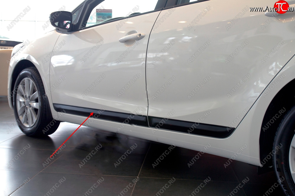 1 029 р. Молдинг двери RA (узкий, передний левый) KIA Cerato 3 YD дорестайлинг седан (2013-2016) (Поверхность глянец под покраску, Неокрашенный)