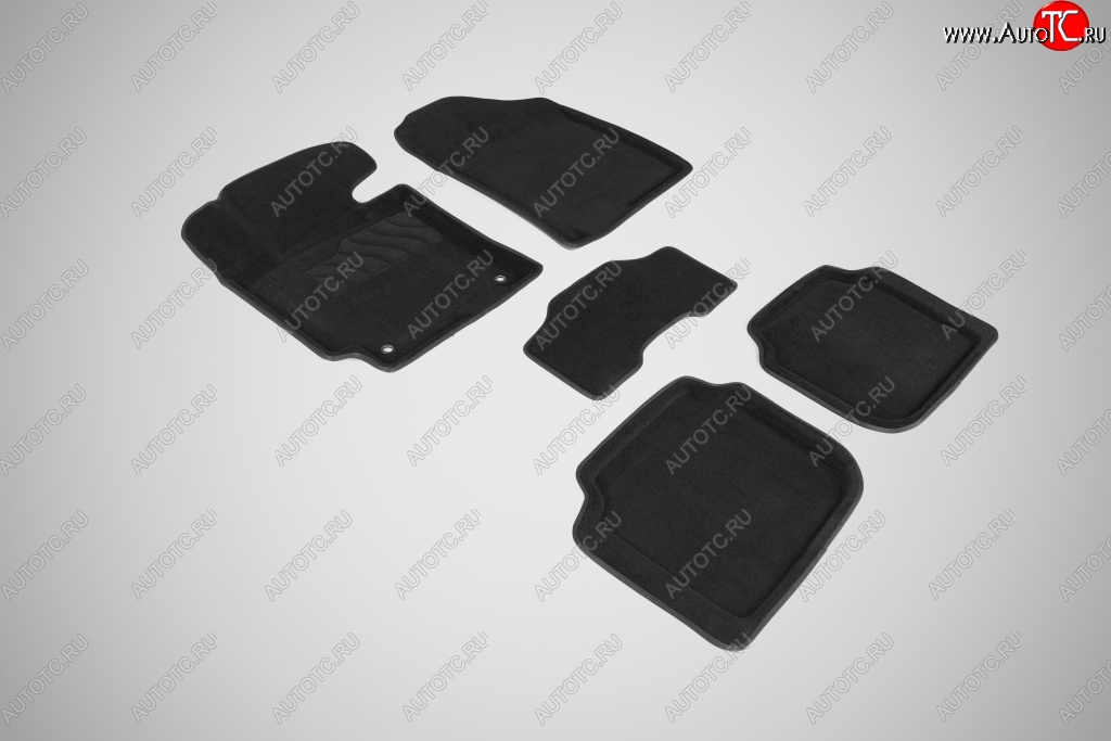 4 599 р. Износостойкие коврики в салон SeiNtex Premium 3D 4 шт. (ворсовые, черные)  KIA Cerato  3 YD (2013-2016)
