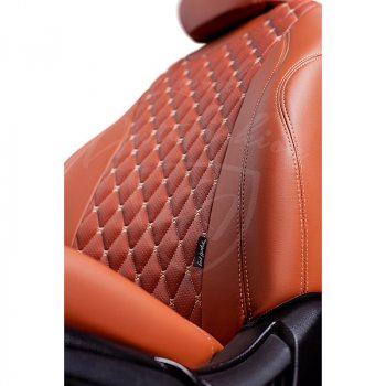 10 899 р. Чехлы для сидений Lord Autofashion Байрон (экокожа) KIA Cerato 3 YD дорестайлинг седан (2013-2016) (Коричневый, вставка коричневая, строчка бежевая). Увеличить фотографию 5