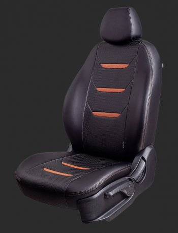 Чехлы для сидений Lord Autofashion Турин 2 (экокожа, спинка 40/60, 3 П-образных подголовника) KIA Cerato 4 BD рестайлинг седан (2021-2024)