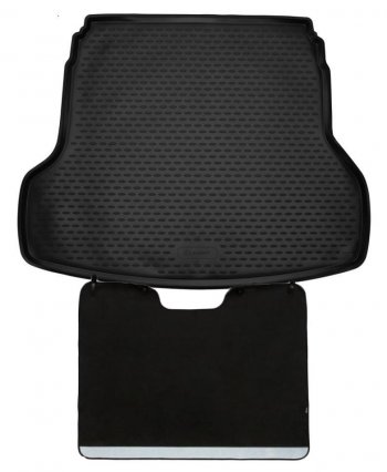 6 249 р. Коврик багажника с функцией защиты бампера Element Standard (полиуретан) KIA Cerato 4 BD дорестайлинг седан (2018-2021) (Черный). Увеличить фотографию 1