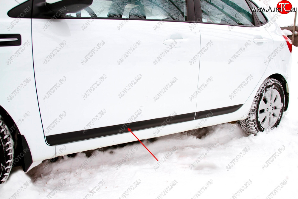 1 099 р. Молдинг двери RA (вариант 1, передний левый) KIA Rio 3 QB дорестайлинг седан (2011-2015) (Поверхность глянец под окраску, Неокрашенный)