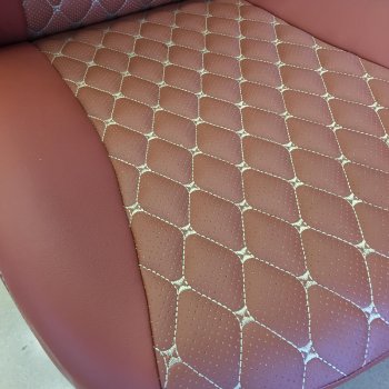 9 799 р. Чехлы для сидений Lord Autofashion Байрон (экокожа)  KIA Rio ( X-line,  X) (2017-2024) (Коричневый, вставка коричневая, строчка бежевая). Увеличить фотографию 4