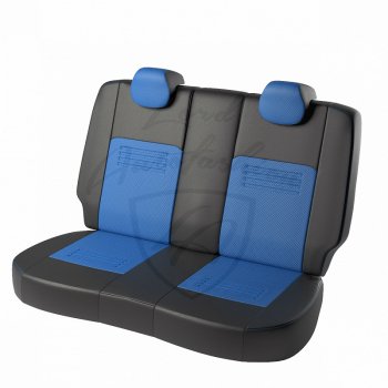 8 749 р. Чехлы для сидений Lord Autofashion Турин (экокожа)  KIA Rio ( X-line,  X) (2017-2024) (Черный, вставка синяя). Увеличить фотографию 2