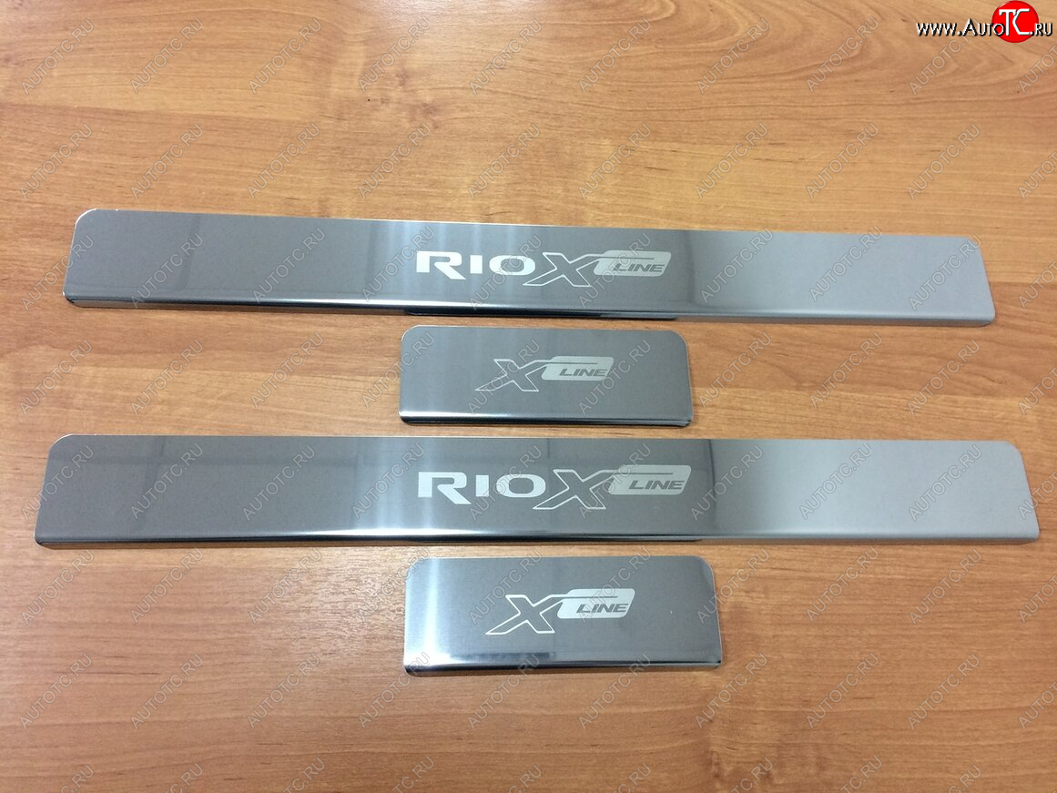 2 179 р. Накладки порожков салона INOX  KIA Rio  X-line (2017-2021) (Нержавеющая сталь)