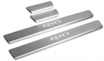 161 р. Накладки порогов в дверной проем Souz-96 (с рисунком)  KIA Rio  3 QB (2011-2017) (нержавеющая сталь). Увеличить фотографию 1