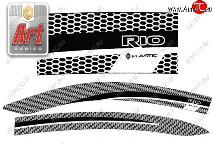 2 349 р. Дефлектора окон CA-Plastic  KIA Rio  4 FB (2016-2024) (Серия Art белая, Без хром.молдинга, Крепление только на скотч)