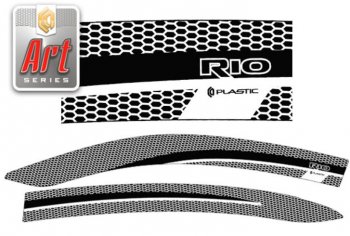 2 349 р. Дефлектора окон CA-Plastic  KIA Rio  4 FB (2016-2024) (Серия Art черная, Без хром.молдинга, Крепление только на скотч). Увеличить фотографию 1