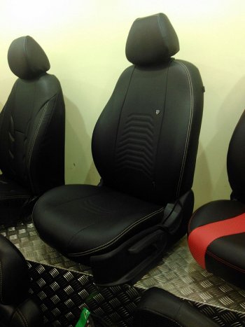 9 199 р. Чехлы для сидений Lord Autofashion Денвер (экокожа)  KIA Rio  4 FB (2016-2024) (Чёрный, вставка чёрная). Увеличить фотографию 7