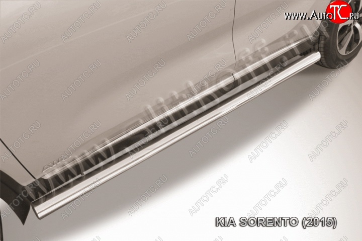 13 399 р. Защита порогов из круглой трубы диаметром 76 мм Slitkoff  KIA Sorento  UM/Prime (2014-2018) (Нержавейка, Полированная)