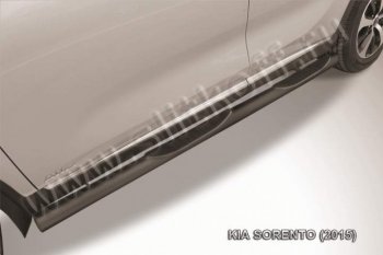 10 699 р. Защита порогов из труб d76 Slitkoff (с проступью)  KIA Soul  2 PS (2014-2016) (Цвет: серебристый). Увеличить фотографию 1