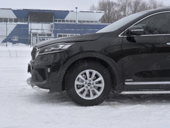 13 999 р. Защита переднего бампера (2 трубы Ø42 мм, нержавейка) Russtal  KIA Sorento  UM/Prime (2018-2020). Увеличить фотографию 3