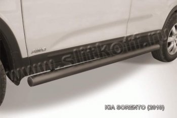 9 399 р. Защита порогов из труб d76 Slitkoff KIA Sorento XM дорестайлинг (2009-2012) (Цвет: серебристый). Увеличить фотографию 1
