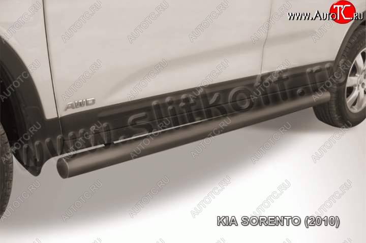 9 399 р. Защита порогов из труб d76 Slitkoff  KIA Sorento  XM (2009-2012) (Цвет: серебристый)