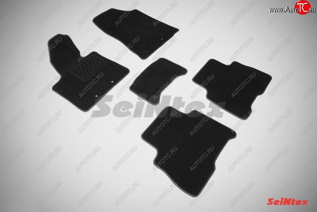 2 599 р. Комплект ворсовых ковриков в салон LUX Seintex KIA Sorento XM рестайлинг (2012-2015) (Чёрный)