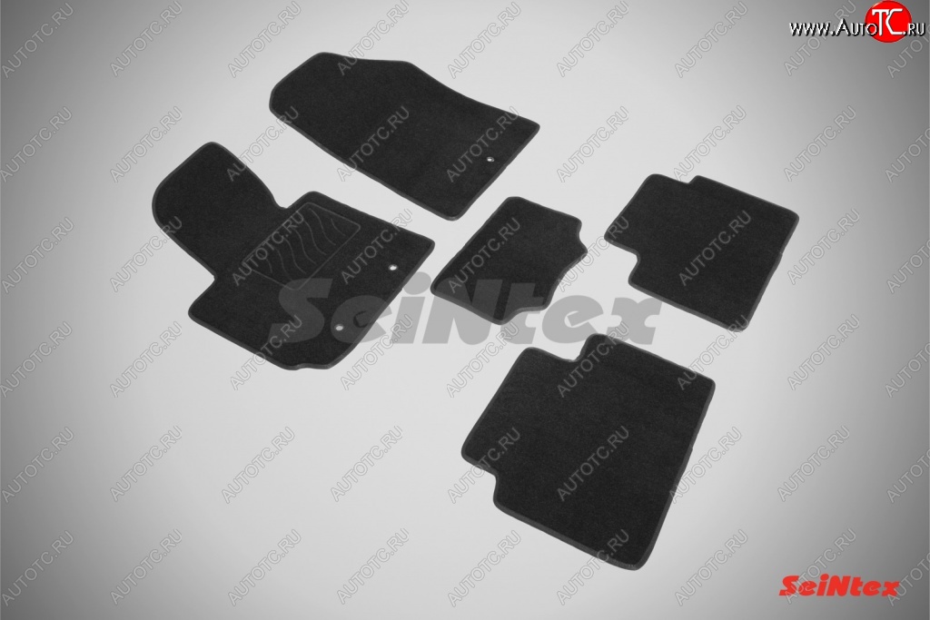 2 599 р. Комплект ворсовых ковриков в салон LUX Seintex  KIA Soul  2 PS (2014-2016) (Чёрный)