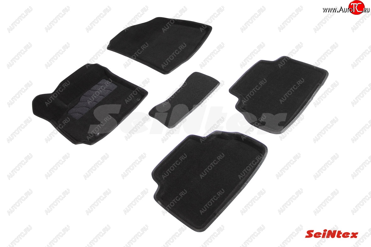 4 999 р. Комплект 3D ковриков в салон (ворсовые / чёрные) Seintex  KIA Soul  3 SK3 (2018-2024)