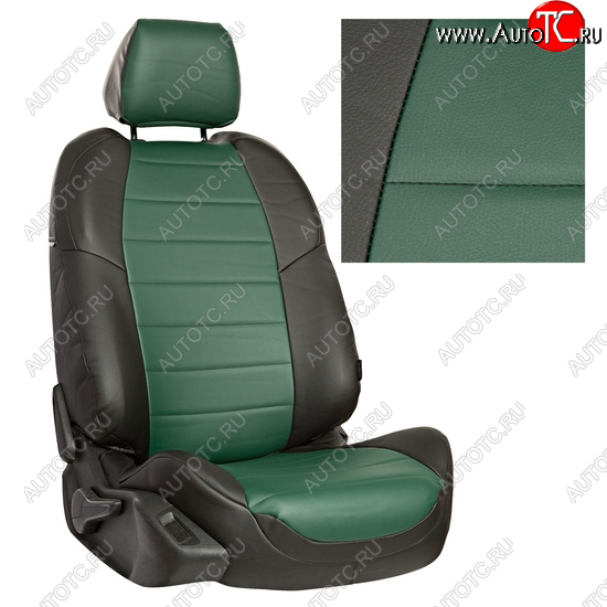 13 449 р. Чехлы сидений AUTOPILOT Экокожа (задние сиденье и спинка 60/40 + вырез под подлокотник)  Hyundai Tucson  1 JM (2004-2010), KIA Sportage  2 JE,KM (2004-2008) (Черный + Зеленый)