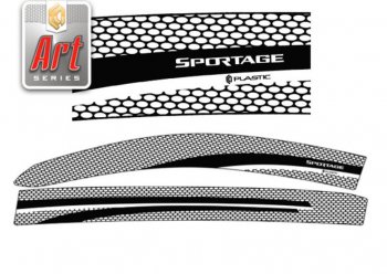 2 399 р. Дефлектора окон CA-Plastic  KIA Sportage  3 SL (2010-2016) (Серия Art белая, Без хром.молдинга, Крепление только на скотч). Увеличить фотографию 1