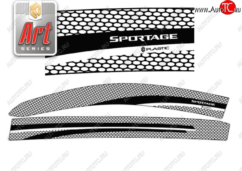 2 399 р. Дефлектора окон CA-Plastic  KIA Sportage  3 SL (2010-2016) (Серия Art белая, Без хром.молдинга, Крепление только на скотч)