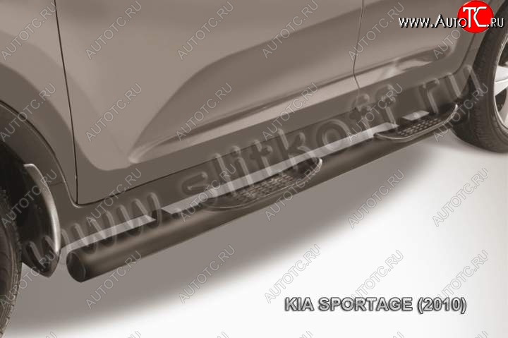 10 249 р. Защита порогов из труб d76 Slitkoff (с проступью)  KIA Sportage  3 SL (2010-2016) (Цвет: серебристый)