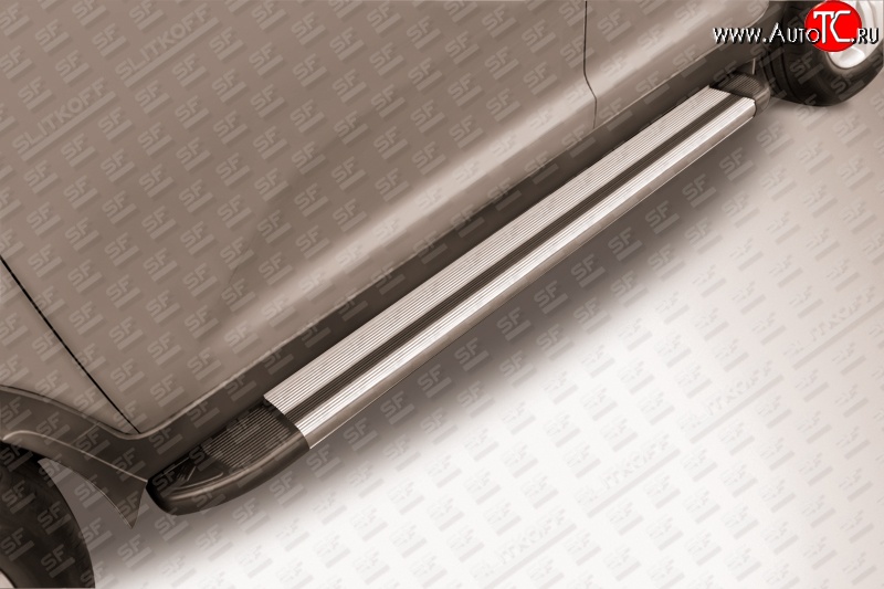 10 699 р. Алюминиевые пороги Slitkoff Luxe Silver KIA Sportage 3 SL дорестайлинг (2010-2014)