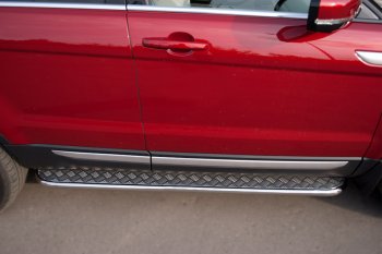 21 749 р. Пороги Russtal d42 с листом  Land Rover Range Rover Evoque  1 L538 (2011-2018) (лист алюминий, труба нержавейка). Увеличить фотографию 2