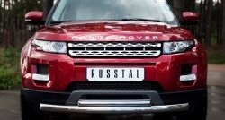 20 599 р. Защита переднего бампера (2 трубыØ76 и 42 мм, нержавейка, Prestige u Pure) Russtal  Land Rover Range Rover Evoque  1 L538 (2011-2015). Увеличить фотографию 1