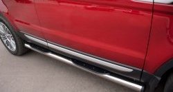 21 749 р. Защита порогов с пластиковыми вставками для ног из круглой трубы диаметром 76 мм (Prestige u Pure) Russtal  Land Rover Range Rover Evoque  1 L538 (2011-2015) (Защита порогов с со скосами на торцах (вариант 1)). Увеличить фотографию 7