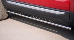 21 749 р. Защита порогов с круглыми вставками для ног из овальной трубы диаметром 75x42 мм (Prestige u Pure) Russtal  Land Rover Range Rover Evoque  1 L538 (2011-2015). Увеличить фотографию 2
